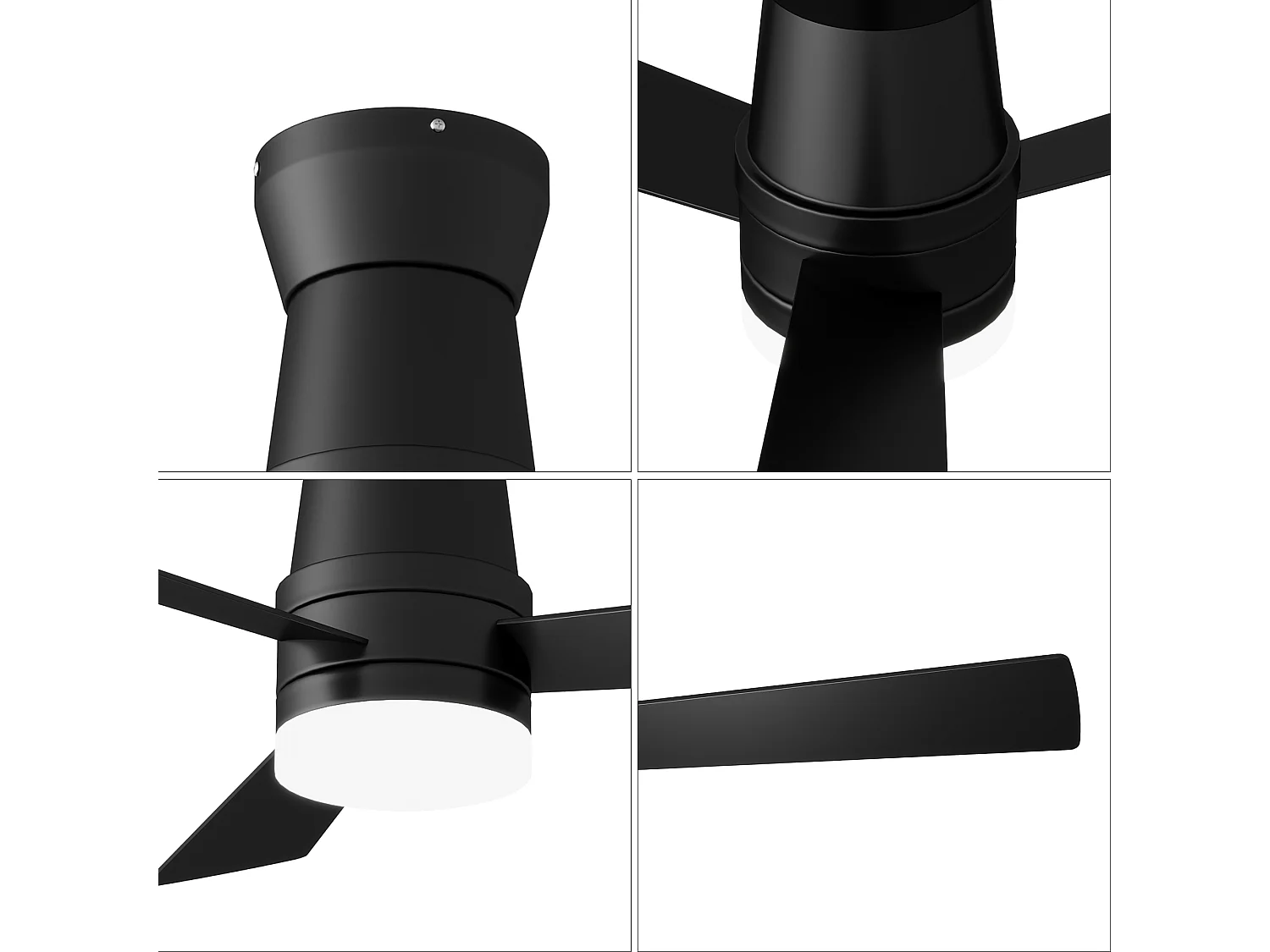 Stille LED-plafondventilator - 3 temperatuurinstellingen - 6 snelheden, omkeerbaar, energiezuinig 15W - vochtbestendig - zwart