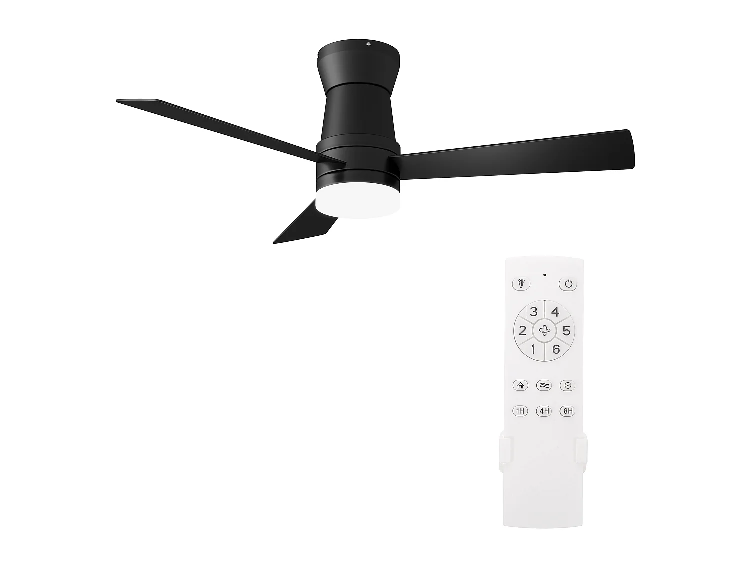 Stille LED-plafondventilator - 3 temperatuurinstellingen - 6 snelheden, omkeerbaar, energiezuinig 15W - vochtbestendig - zwart
