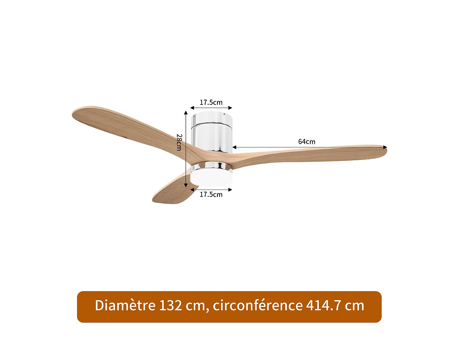 Stille houten LED-plafondventilator - Omkeerbare gelijkstroommotor - Afstandsbediening - 15W energiezuinig - 6 snelheden voor de slaapkamer