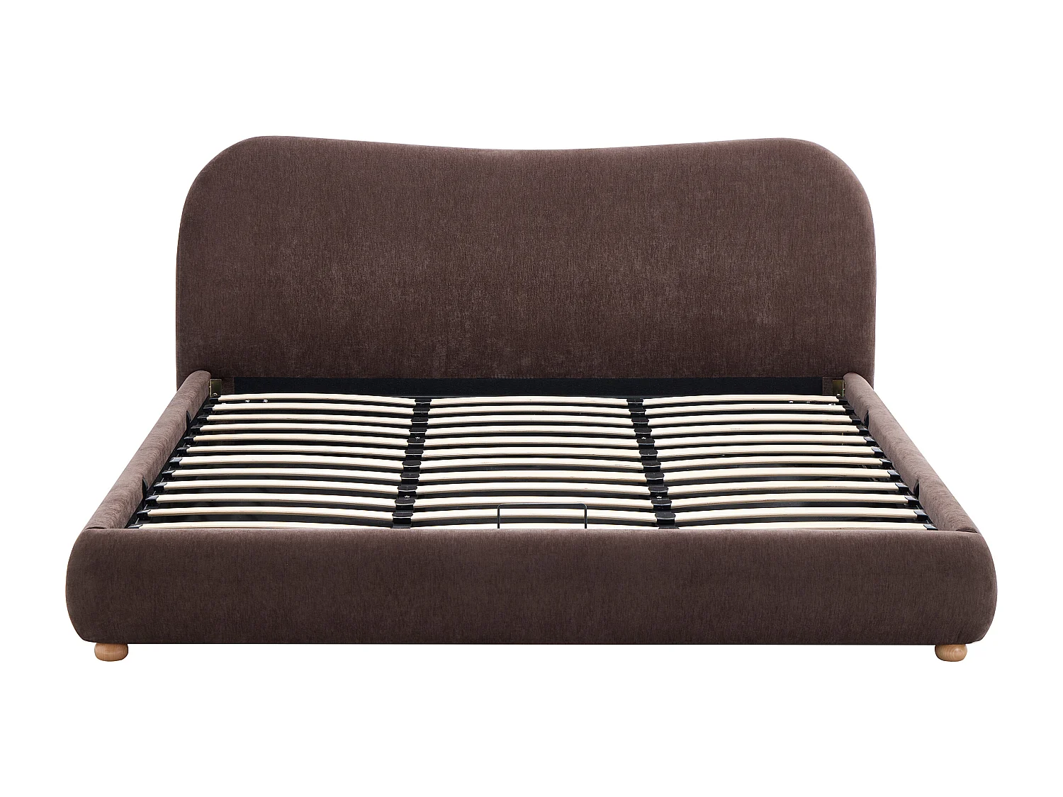 Lit coffre 180 x 200 cm - Tissu chenille - Marron + Matelas - VANARI