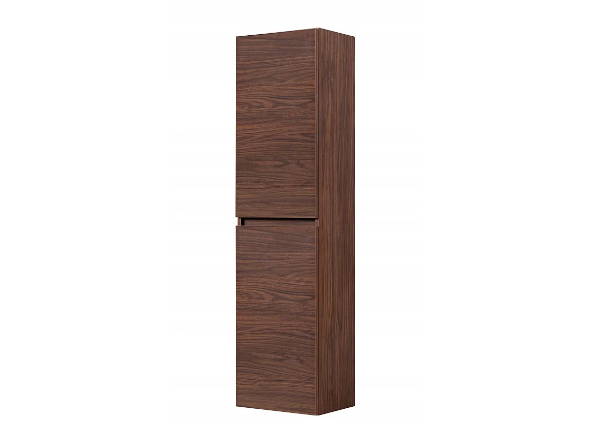Badkamerkolom 136cm - Hangend - Noten Mat - Smal badkamermeubel – RODAN