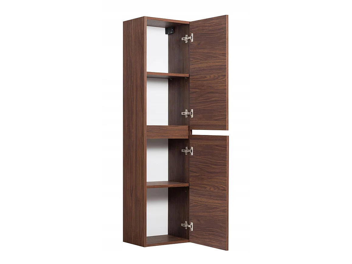 Badkamerkolom 136cm - Hangend - Noten Mat - Smal badkamermeubel – RODAN