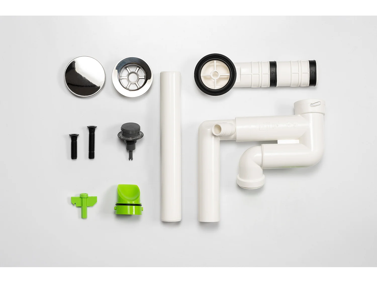 Siphon gain de place Blanc avec bonde pop-up Chrome – RODAN