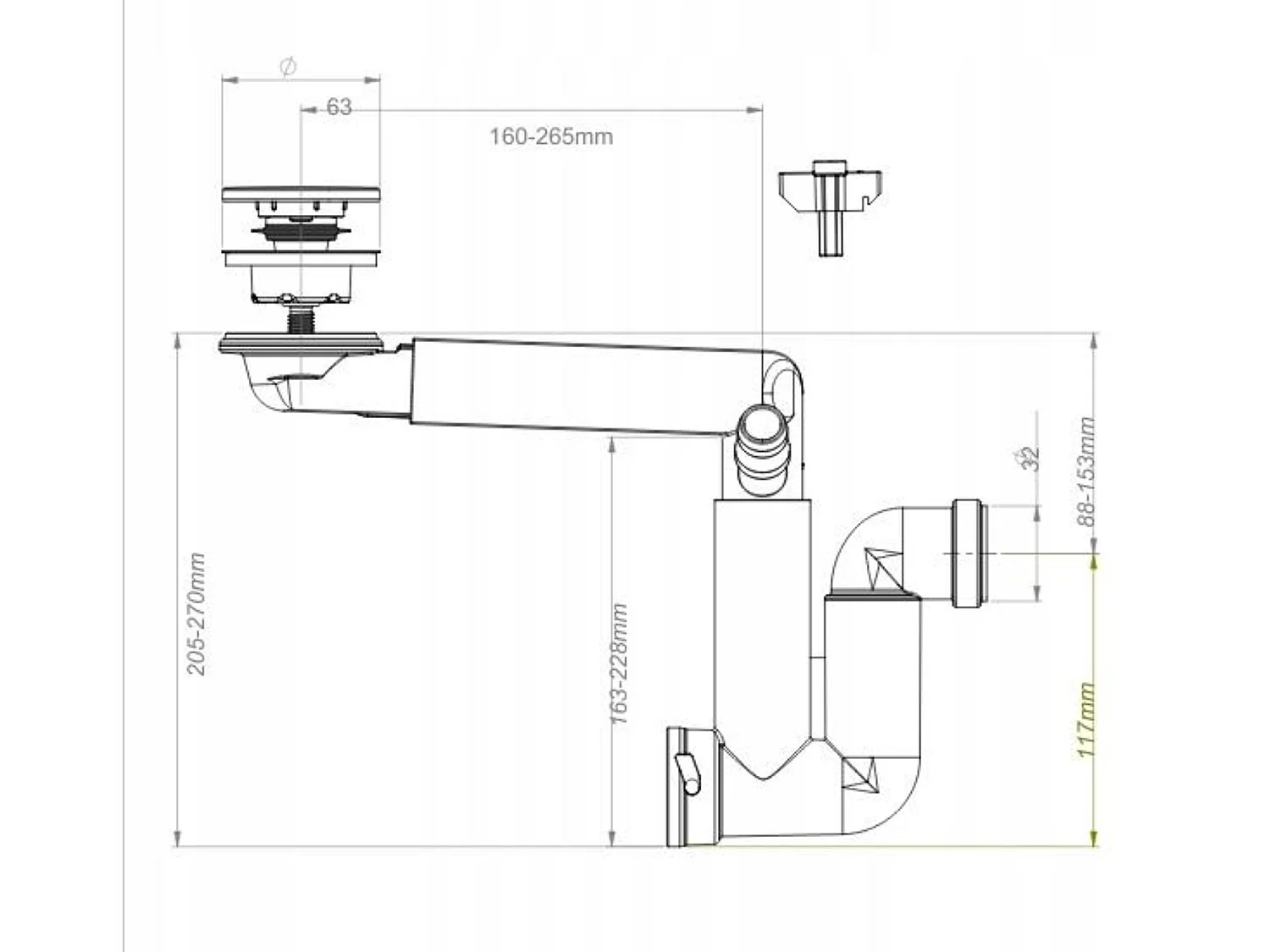 Siphon gain de place Blanc avec 2 bondes pop-up - Blanc & Chrome – RODAN