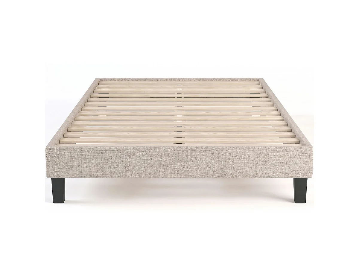 Sommier déco à lattes 90x190 cm en tissu beige - Axel