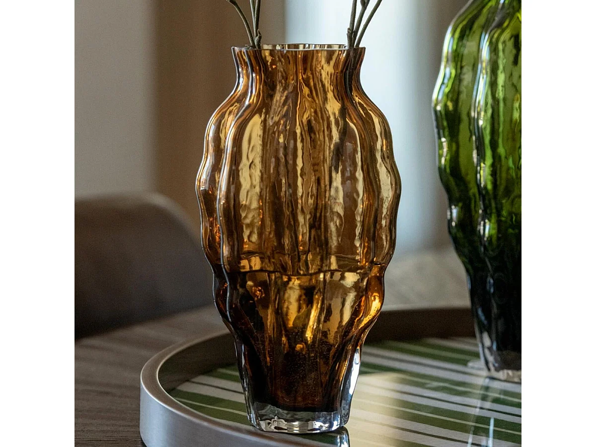 Vase Design en Verre "Pod" 24cm Marron