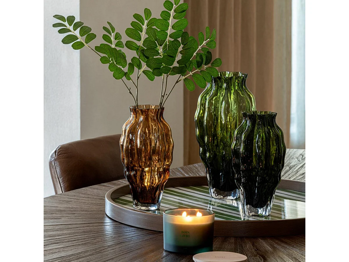 Vase Design en Verre "Pod" 24cm Vert