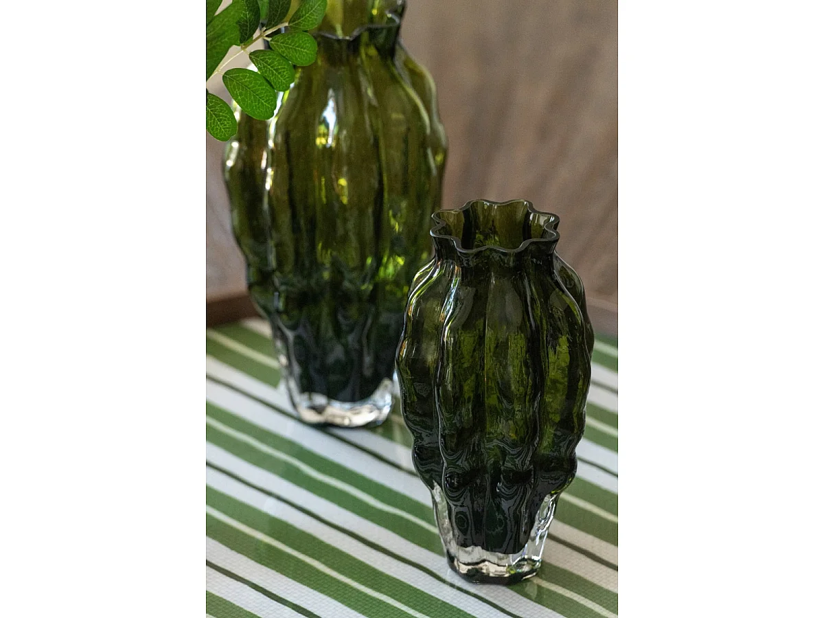 Vase Design en Verre "Pod" 24cm Vert