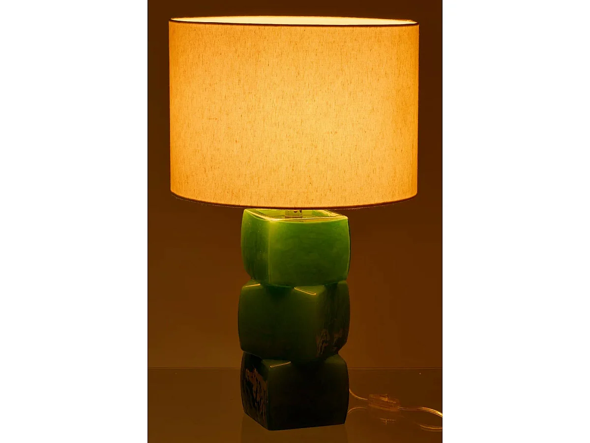 Lampe à Poser Design "3 Cubes" 62cm Vert Foncé