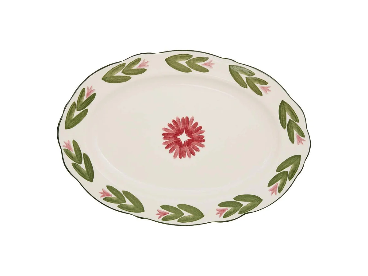 Plat de Présentation en Porcelaine "Mona" 33cm Vert