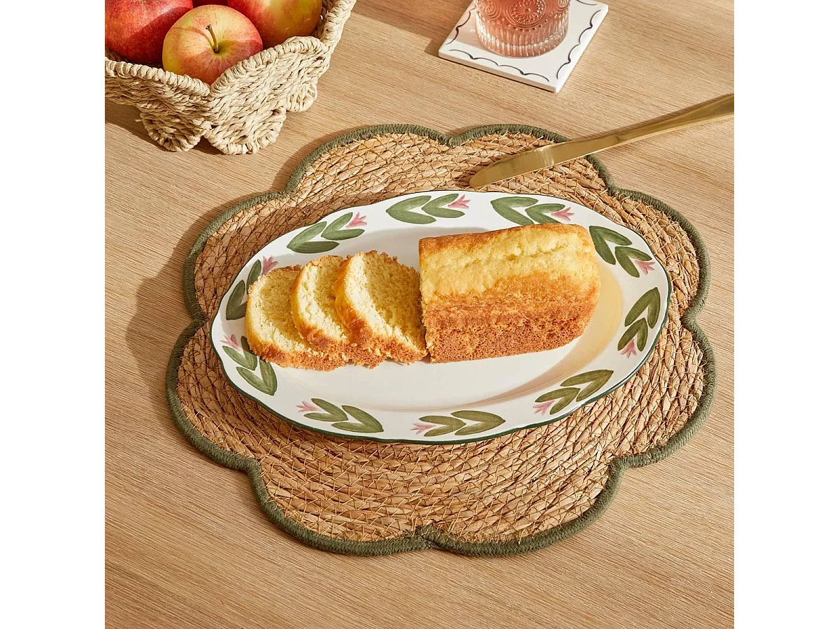 Plat de Présentation en Porcelaine "Mona" 33cm Vert