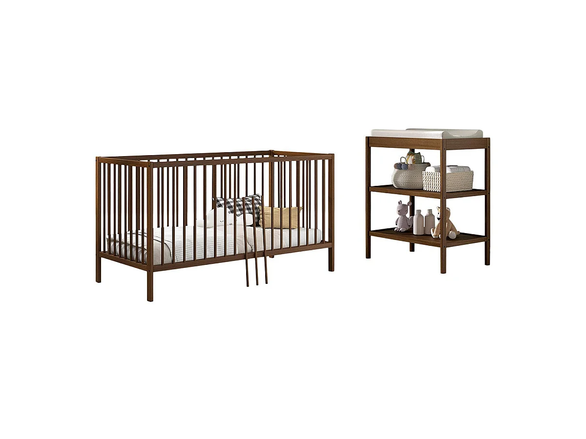Pack - Lit Bébé & Table à Langer "Dino" 70x140cm Marron