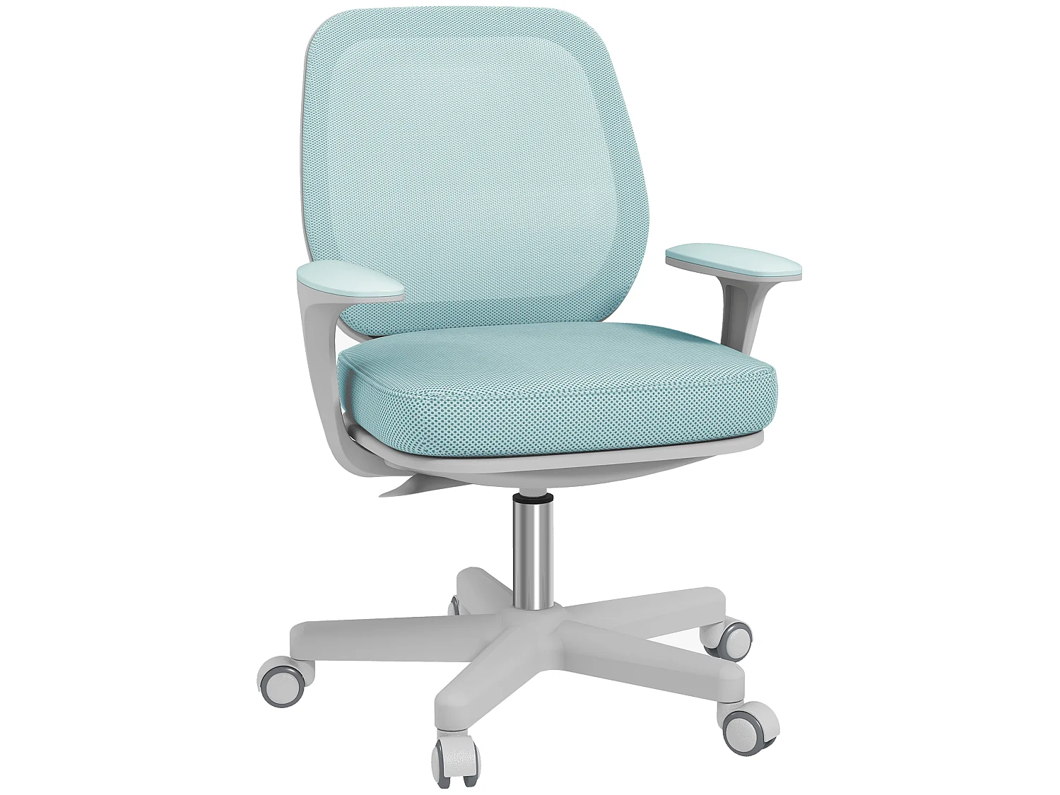 Chaise de bureau ergonomique hauteur réglable pivotante 360° revêtement maille turquoise