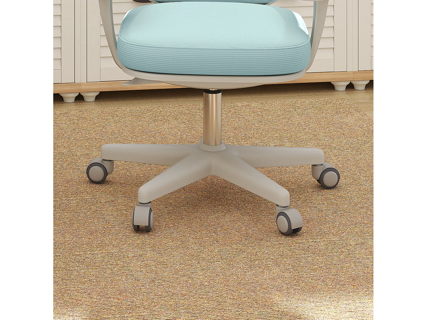 Chaise de bureau ergonomique hauteur réglable pivotante 360° revêtement maille turquoise