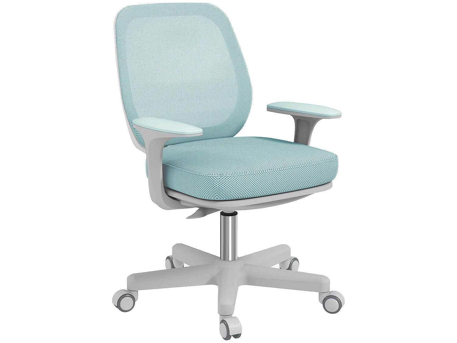Chaise de bureau ergonomique hauteur réglable pivotante 360° revêtement maille turquoise