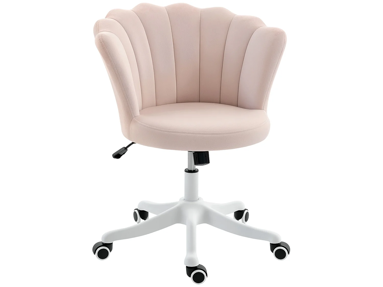 Chaise bureau velours design coquillage blanc rose poudré