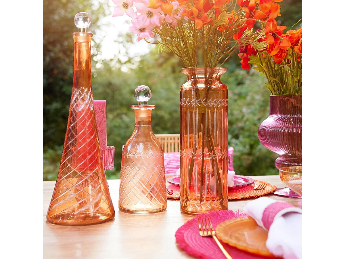 Carafe en Verre Tiges "Anastasia" 43cm Orange
