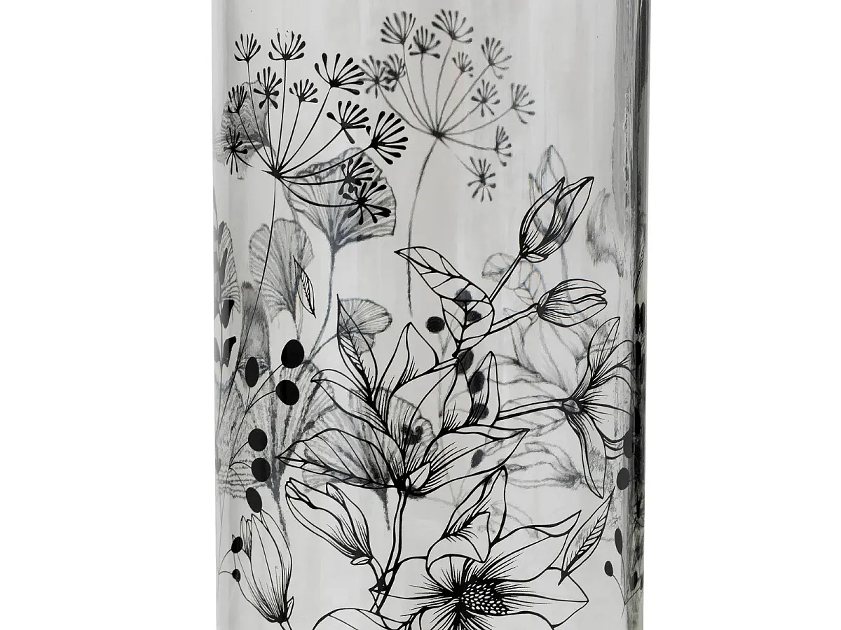 Bouteille Limonade en Verre "White Floral" 1L Transparent