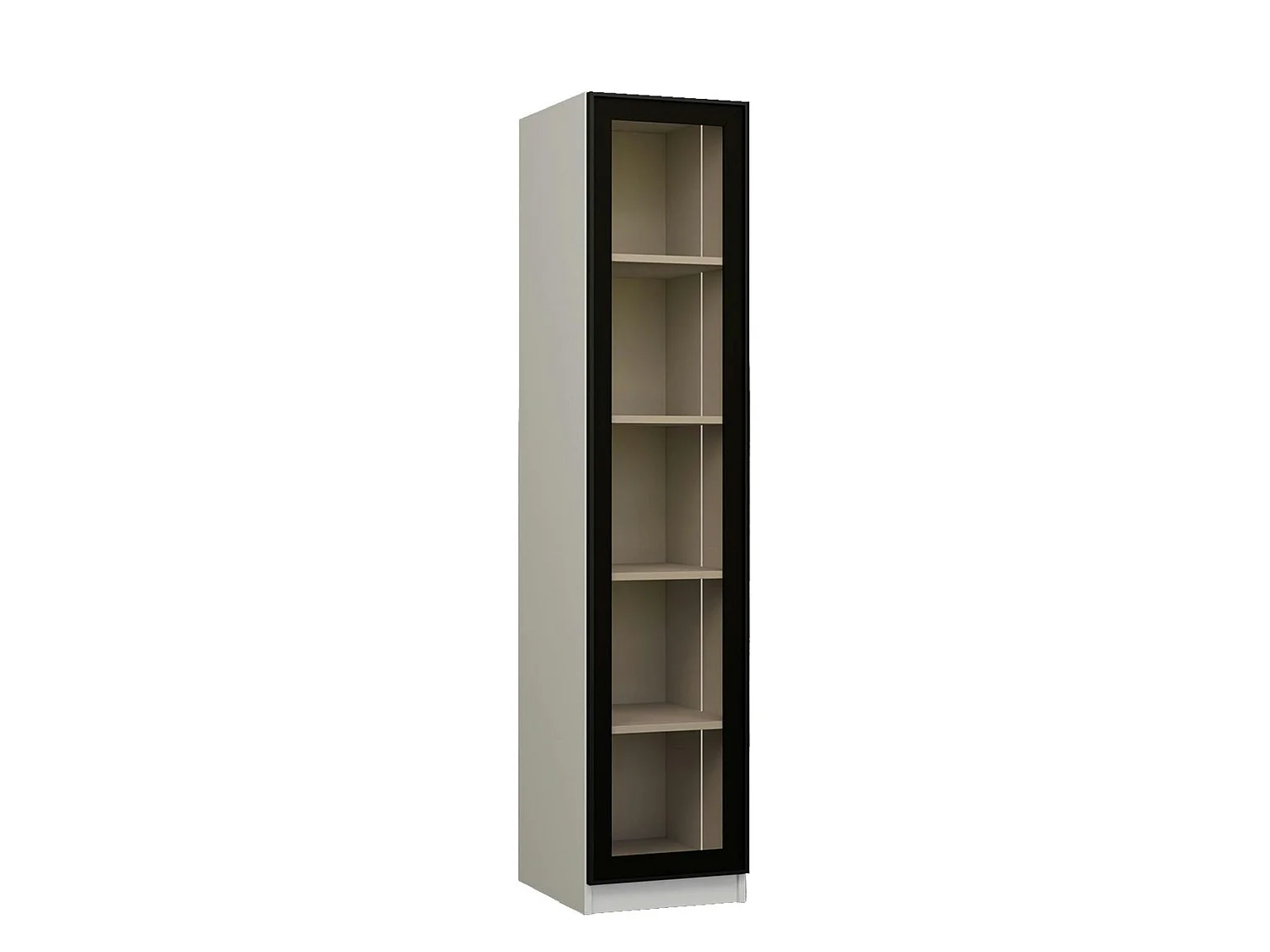 Vitrine colonne à LED décor blanc et noir 5 étagères AURA