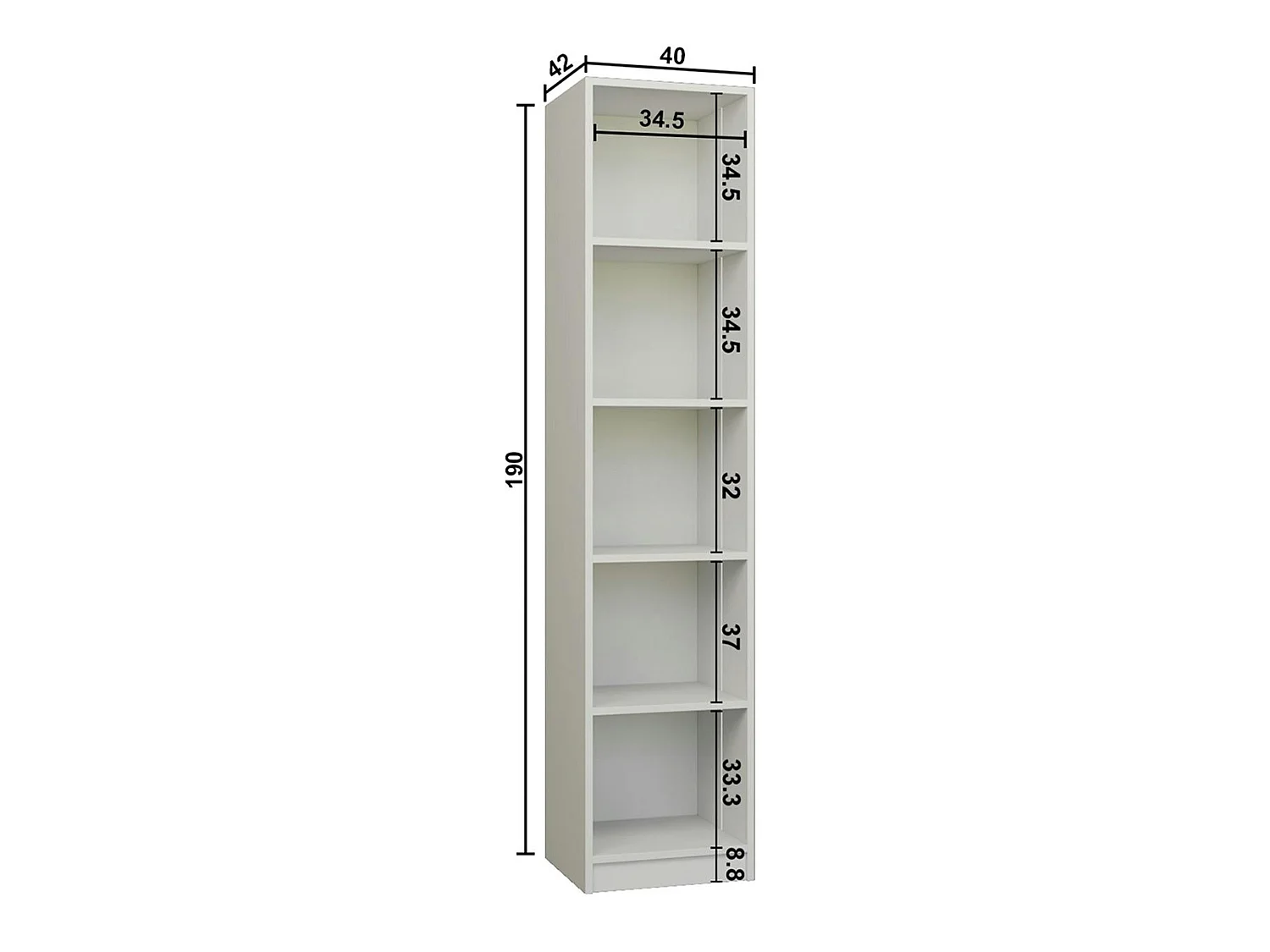 Vitrine colonne à LED décor blanc et noir 5 étagères AURA