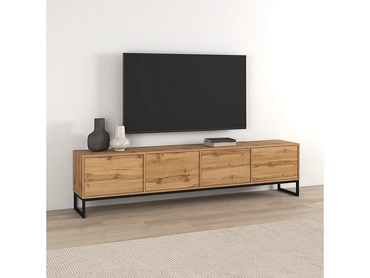 Meuble TV 4 portes 209 cm Loa Bois