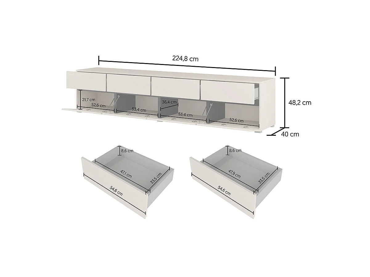 TV-møbel med 4 døre 225 cm Lilia Cachemire