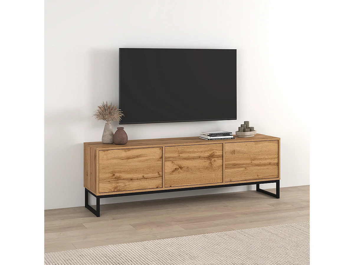 3-ovinen TV-kaappi, pituus 157 cm, puu