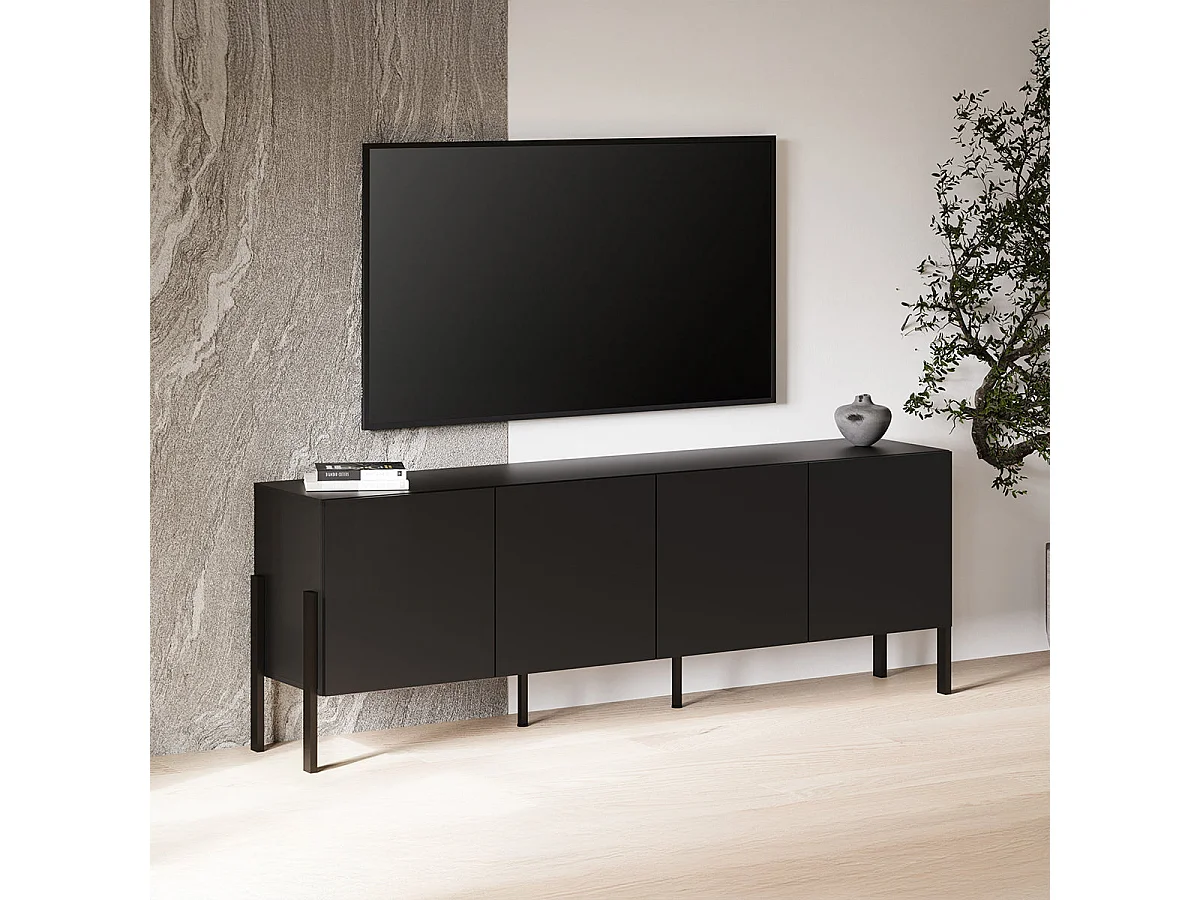 TV-skab med 4 låger, 200 cm, Bérénice, sort