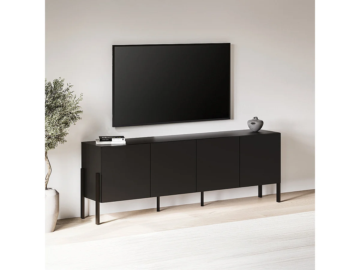 TV-skab med 4 låger, 200 cm, Bérénice, sort