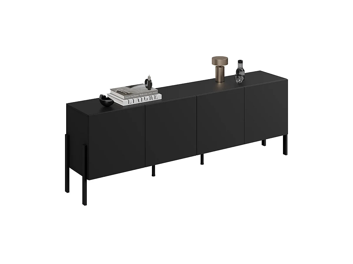 TV-skab med 4 låger, 200 cm, Bérénice, sort