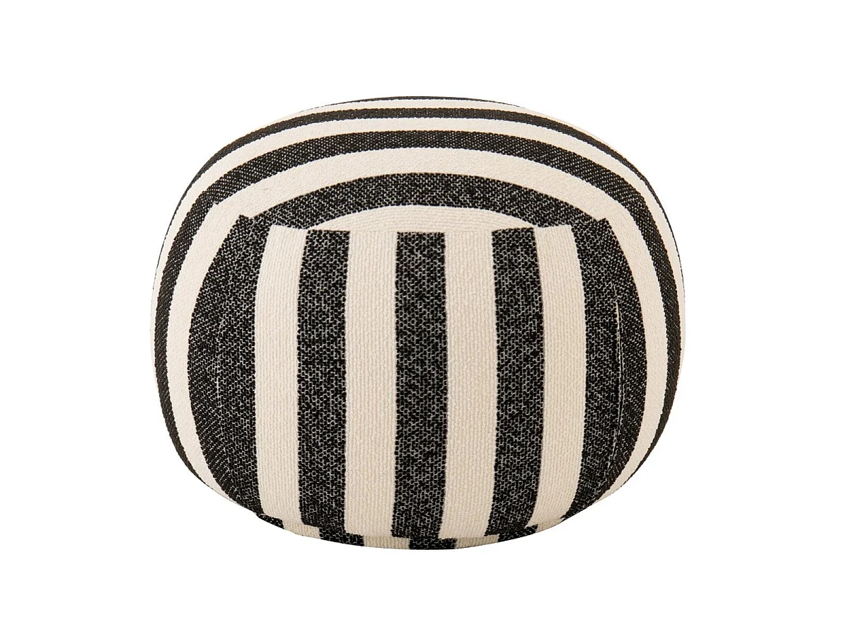 Pouf à Rayures "Ligné" 61cm Noir & Blanc Cassé