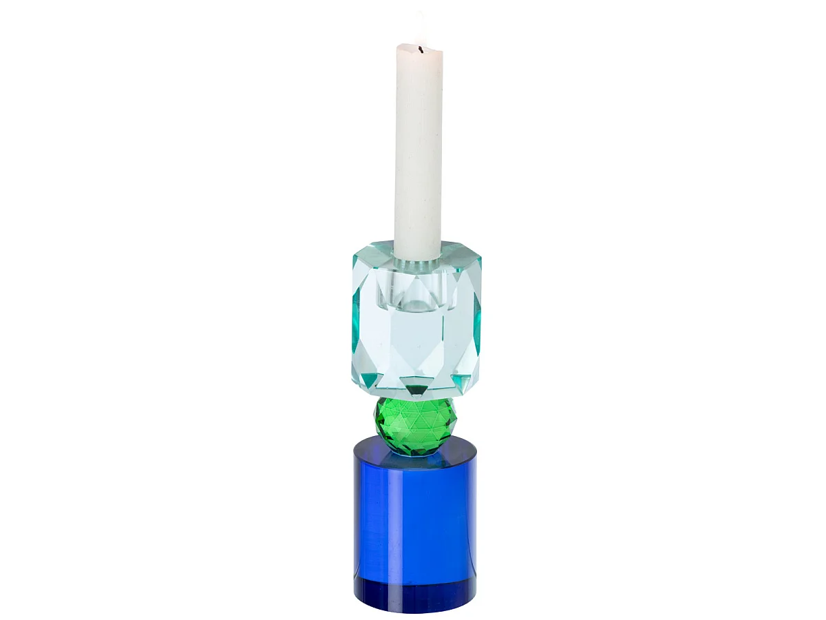 Chandelier Design en Verre "Taillé" 16cm Bleu & Vert