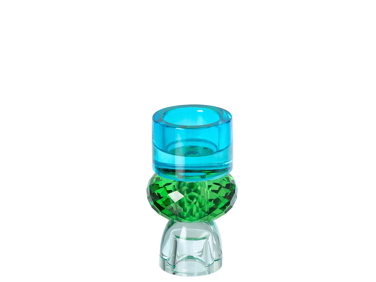 Chandelier Design en Verre "Taillé" 11cm Vert & Bleu