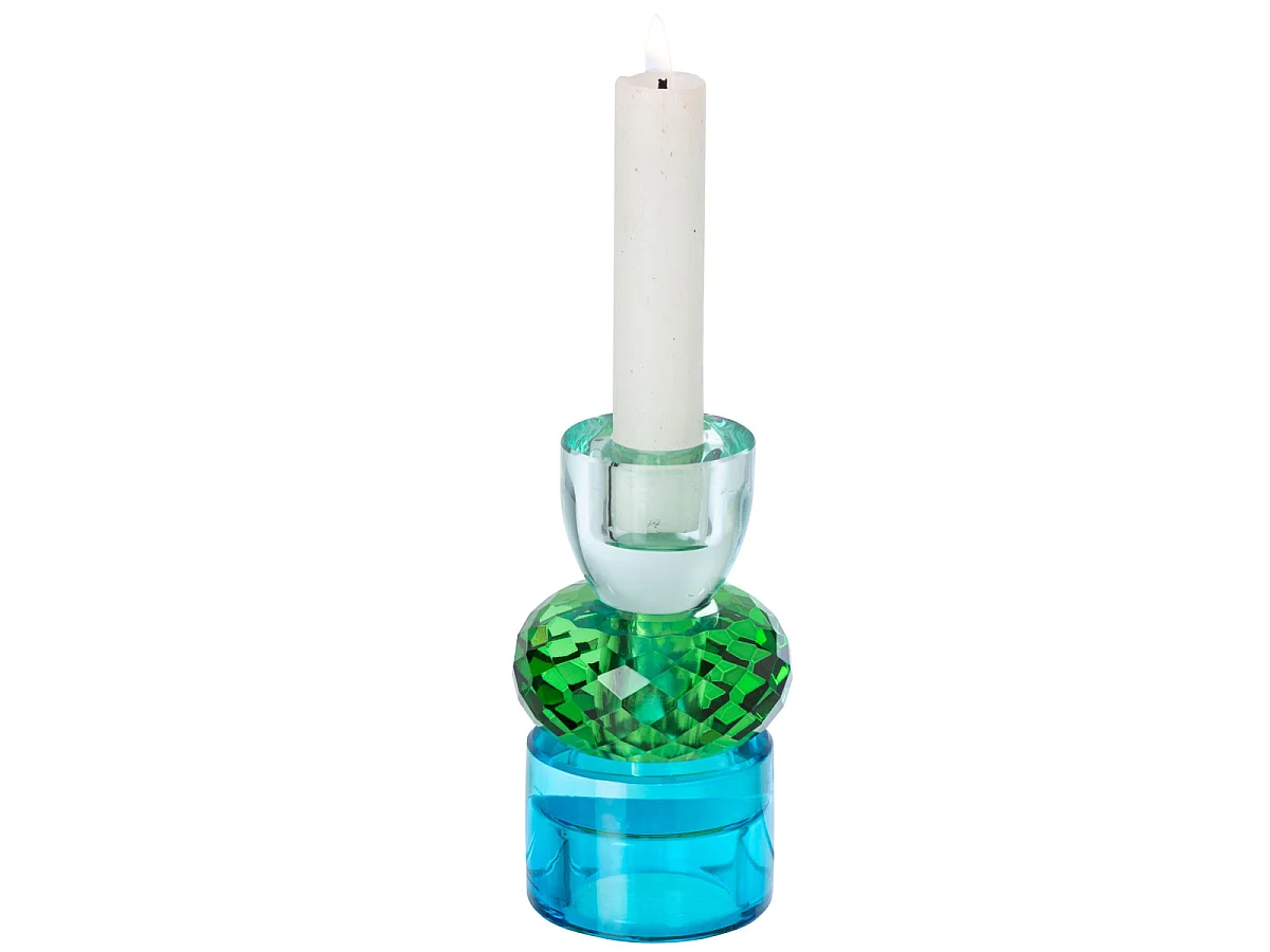 Chandelier Design en Verre "Taillé" 11cm Vert & Bleu