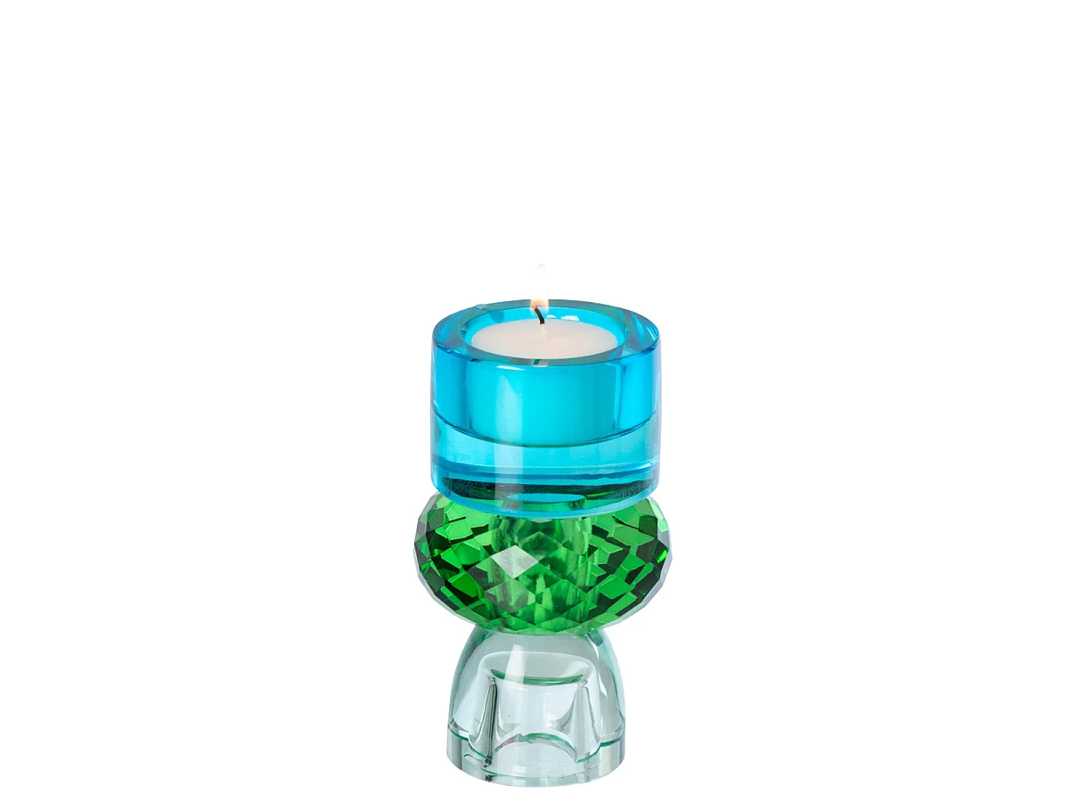 Chandelier Design en Verre "Taillé" 11cm Vert & Bleu