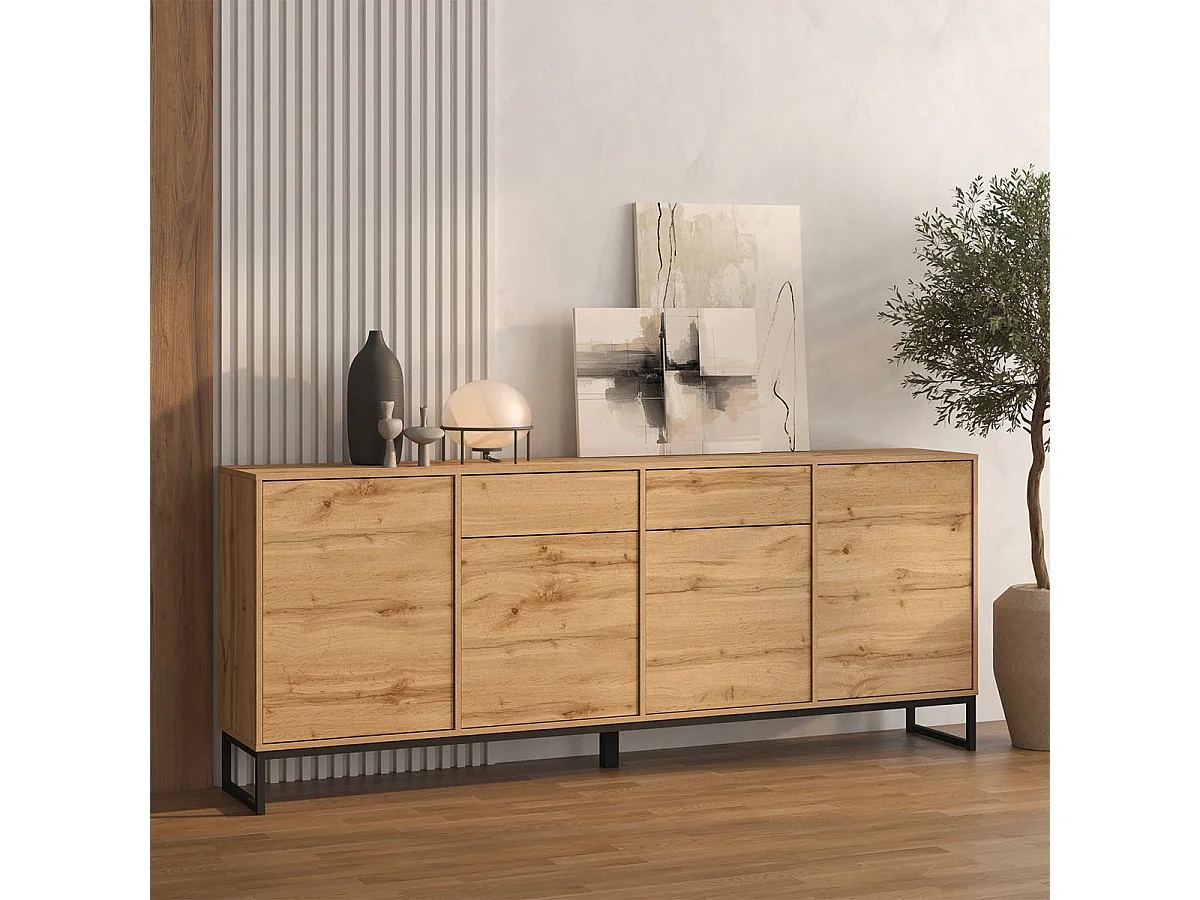 Buffetkast met 4 deuren en 2 lades Loa Hout