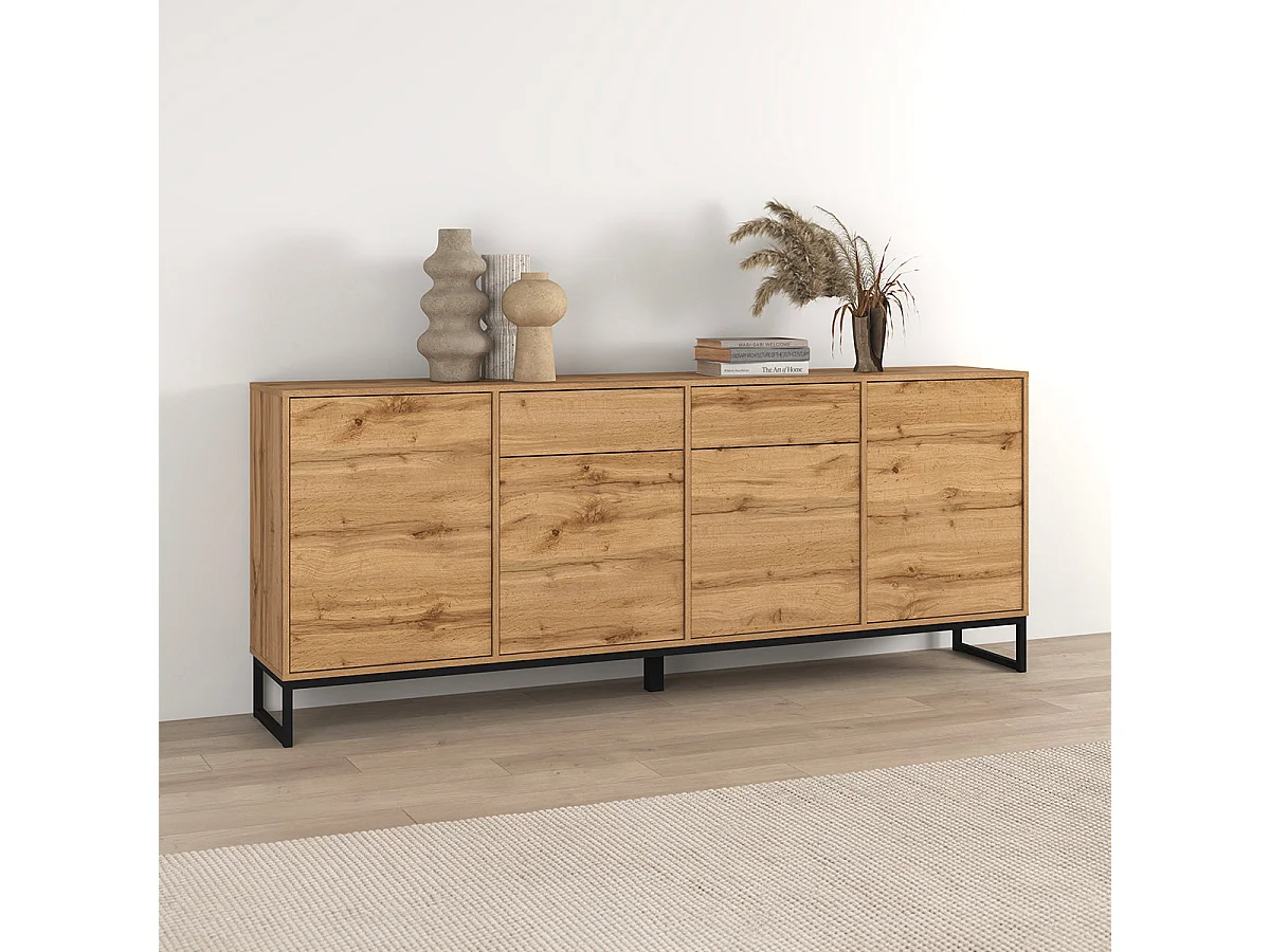 Buffetkast met 4 deuren en 2 lades Loa Hout