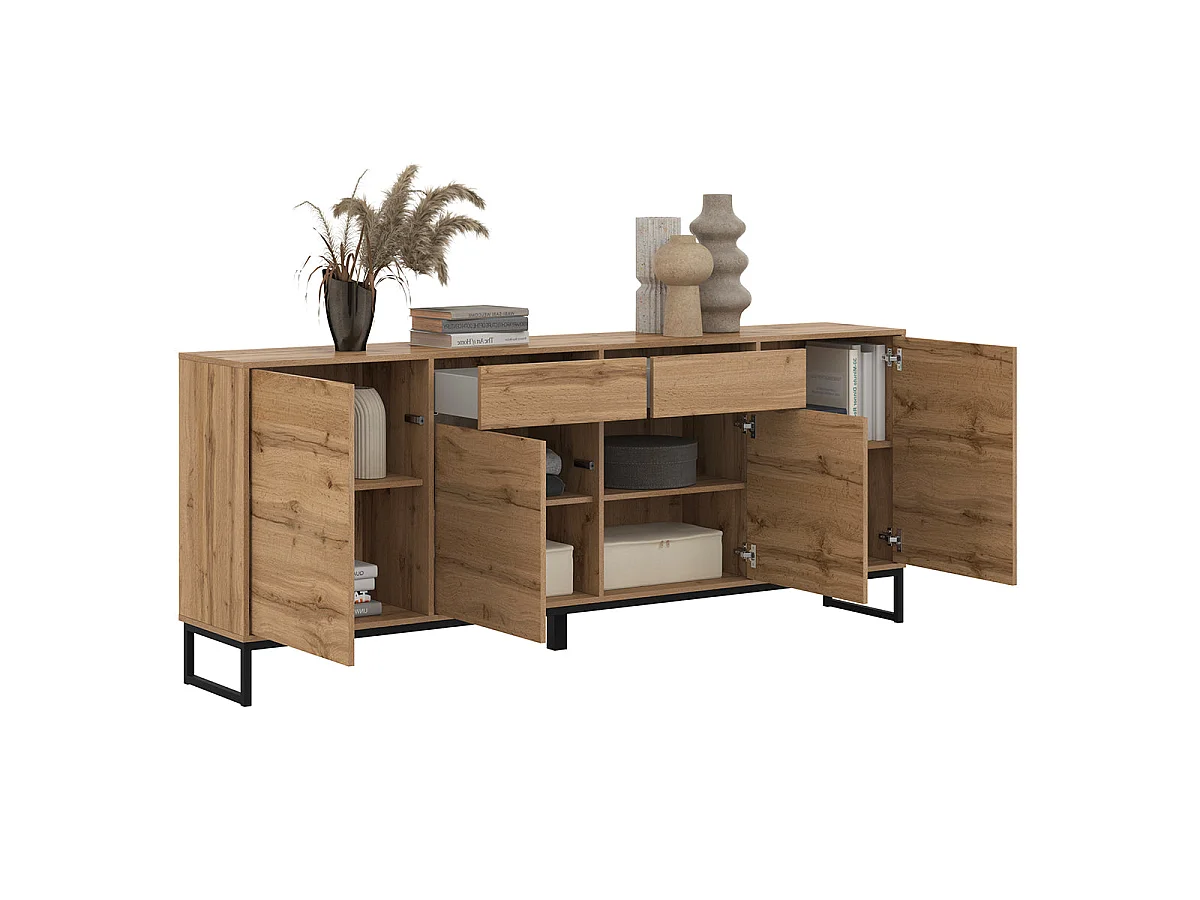 Buffetkast met 4 deuren en 2 lades Loa Hout
