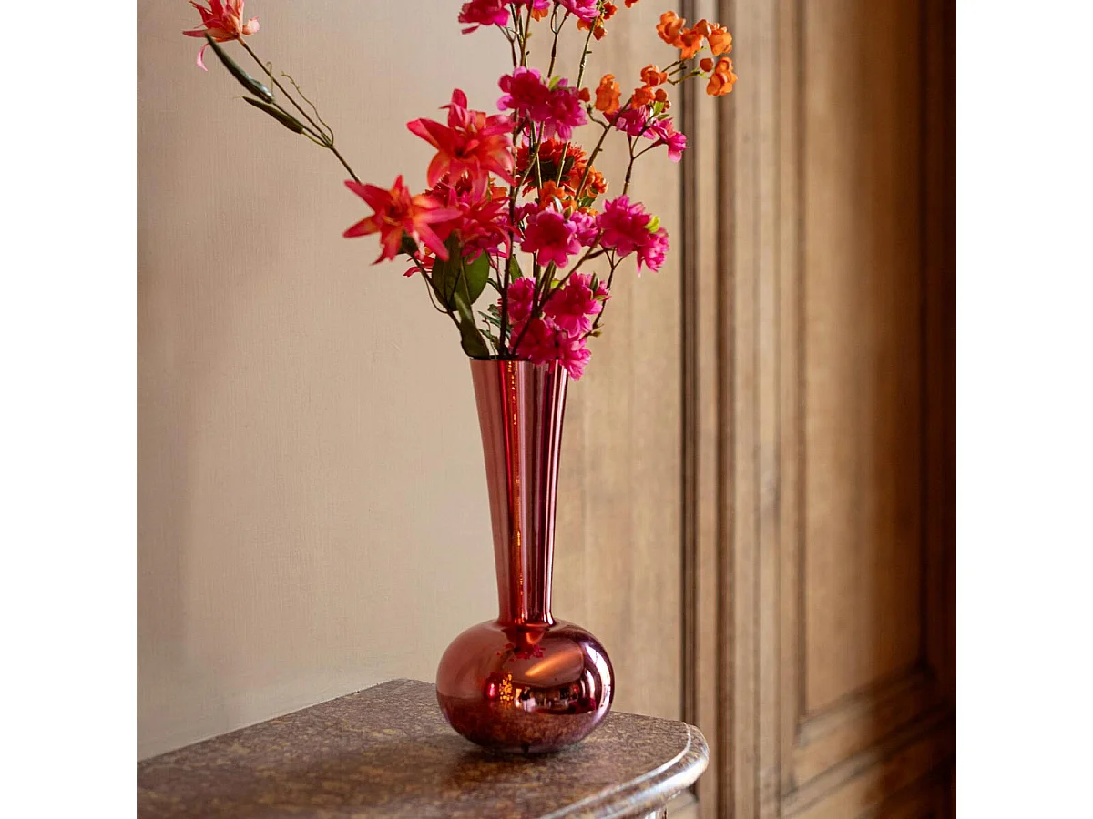 Vase Design en Verre "Iris" 32cm Rose