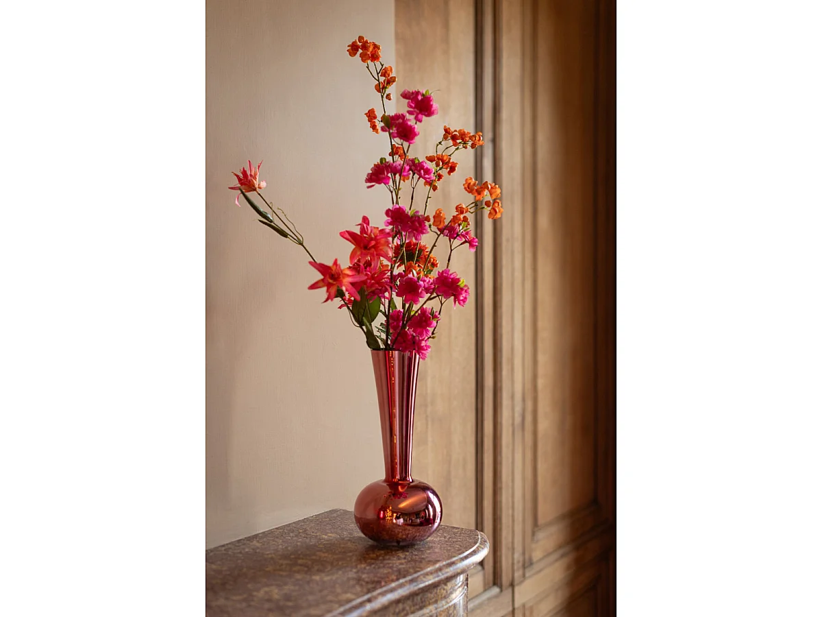 Vase Design en Verre "Iris" 32cm Rose