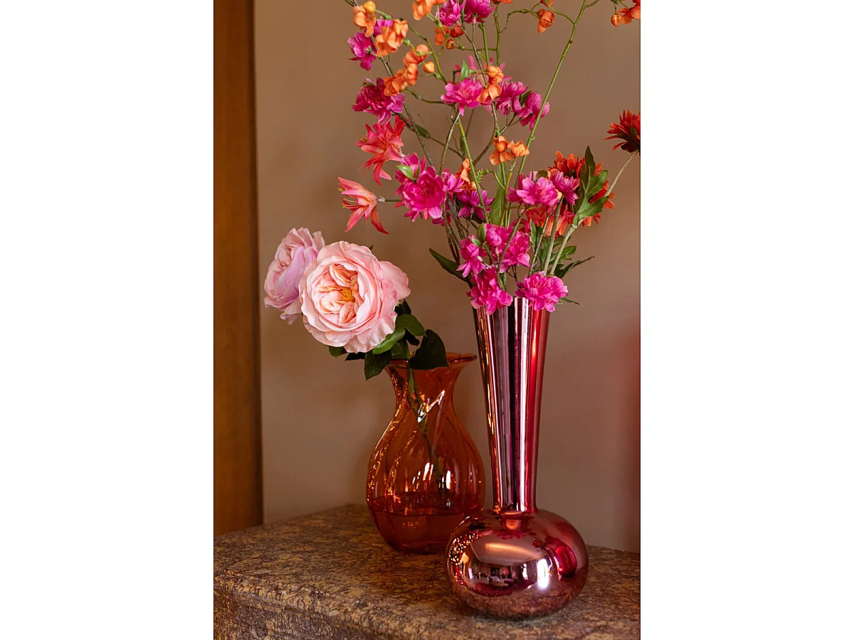 Vase Design en Verre "Iris" 32cm Rose