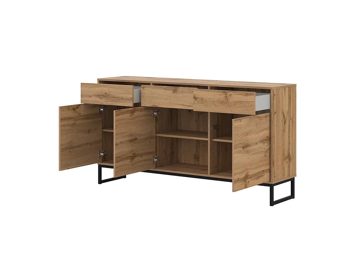 Buffetkast met 3 deuren en 3 lades Loa Hout