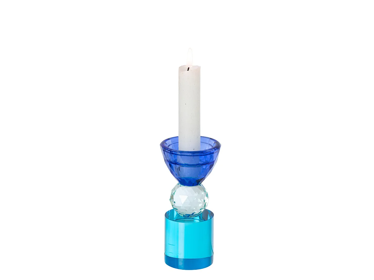 Chandelier Design en Verre "Taillé" 14cm Bleu Azur