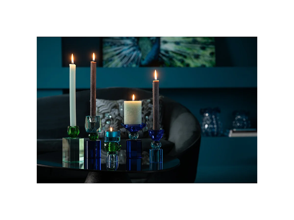 Chandelier Design en Verre "Taillé" 14cm Bleu Azur