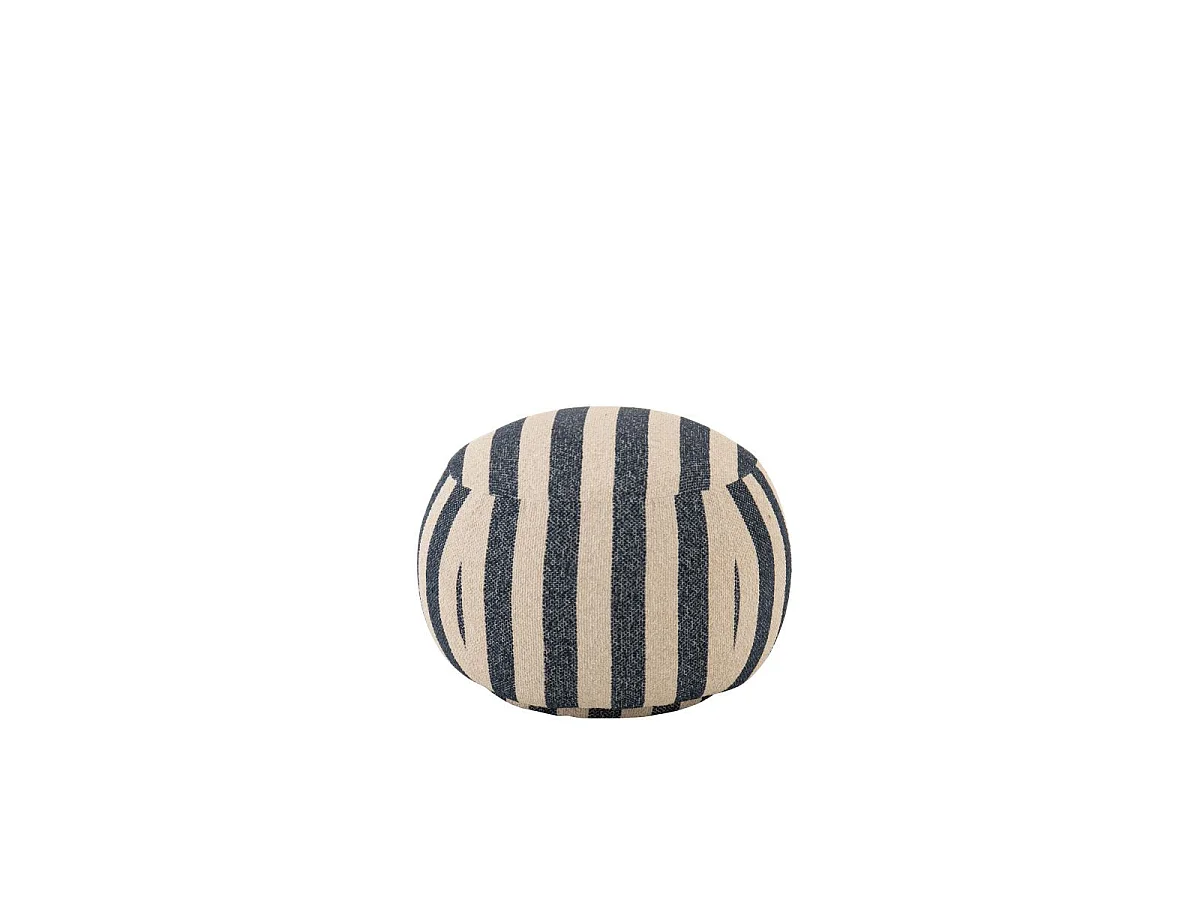 Pouf à Rayures "Ligné" 61cm Bleu & Blanc Cassé