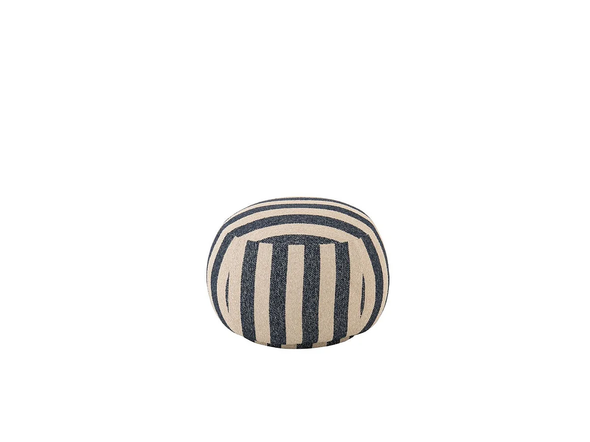 Pouf à Rayures "Ligné" 61cm Bleu & Blanc Cassé