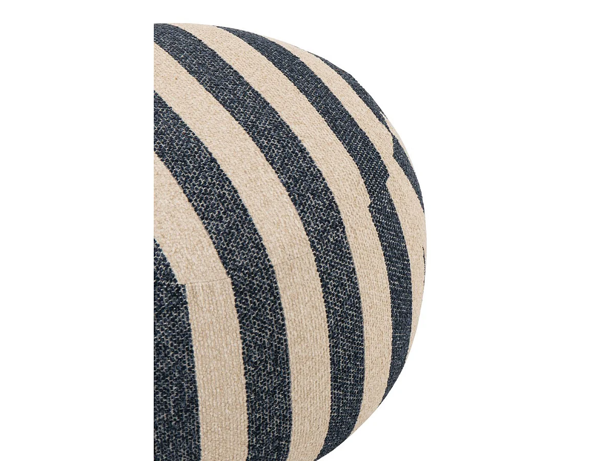 Pouf à Rayures "Ligné" 61cm Bleu & Blanc Cassé