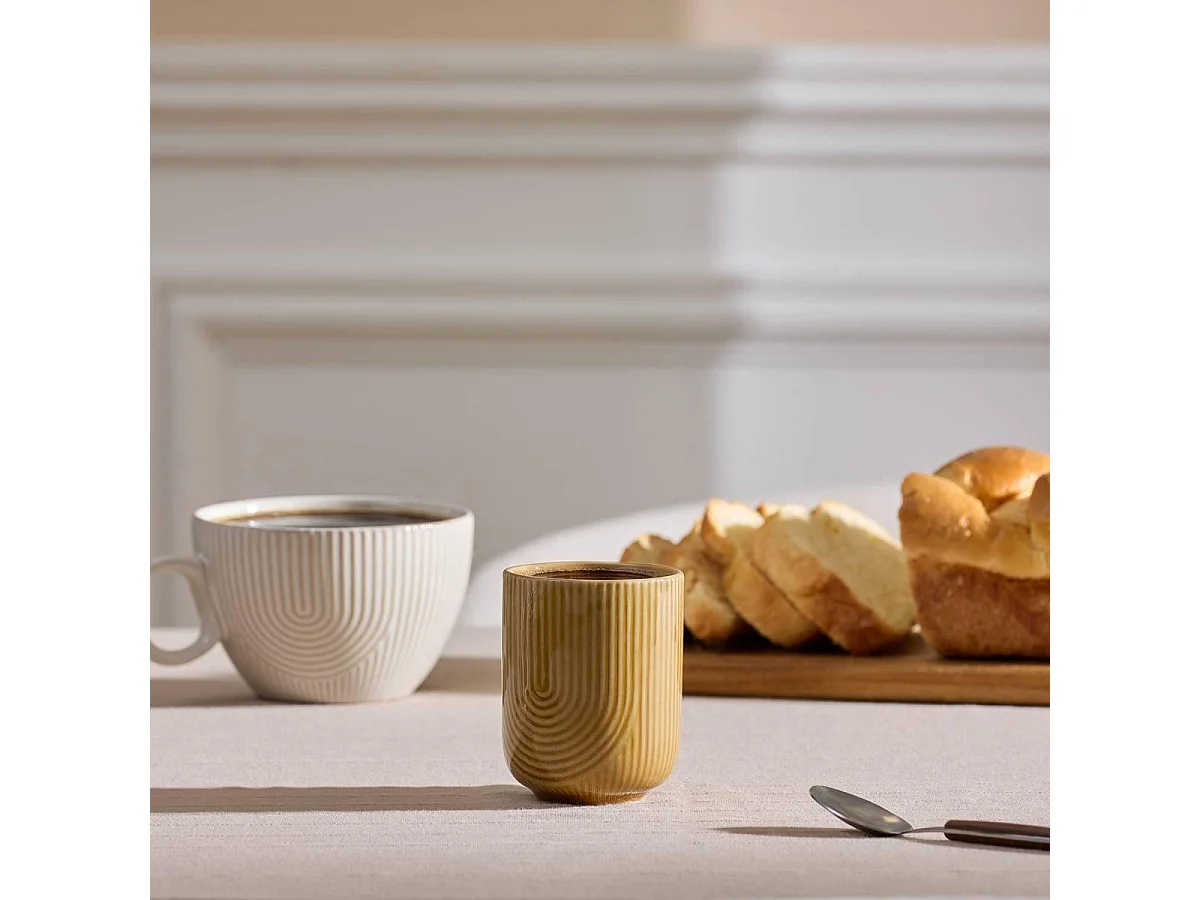 Lot de 6 Tasses en Faïence "Lya" 20cl Ocre
