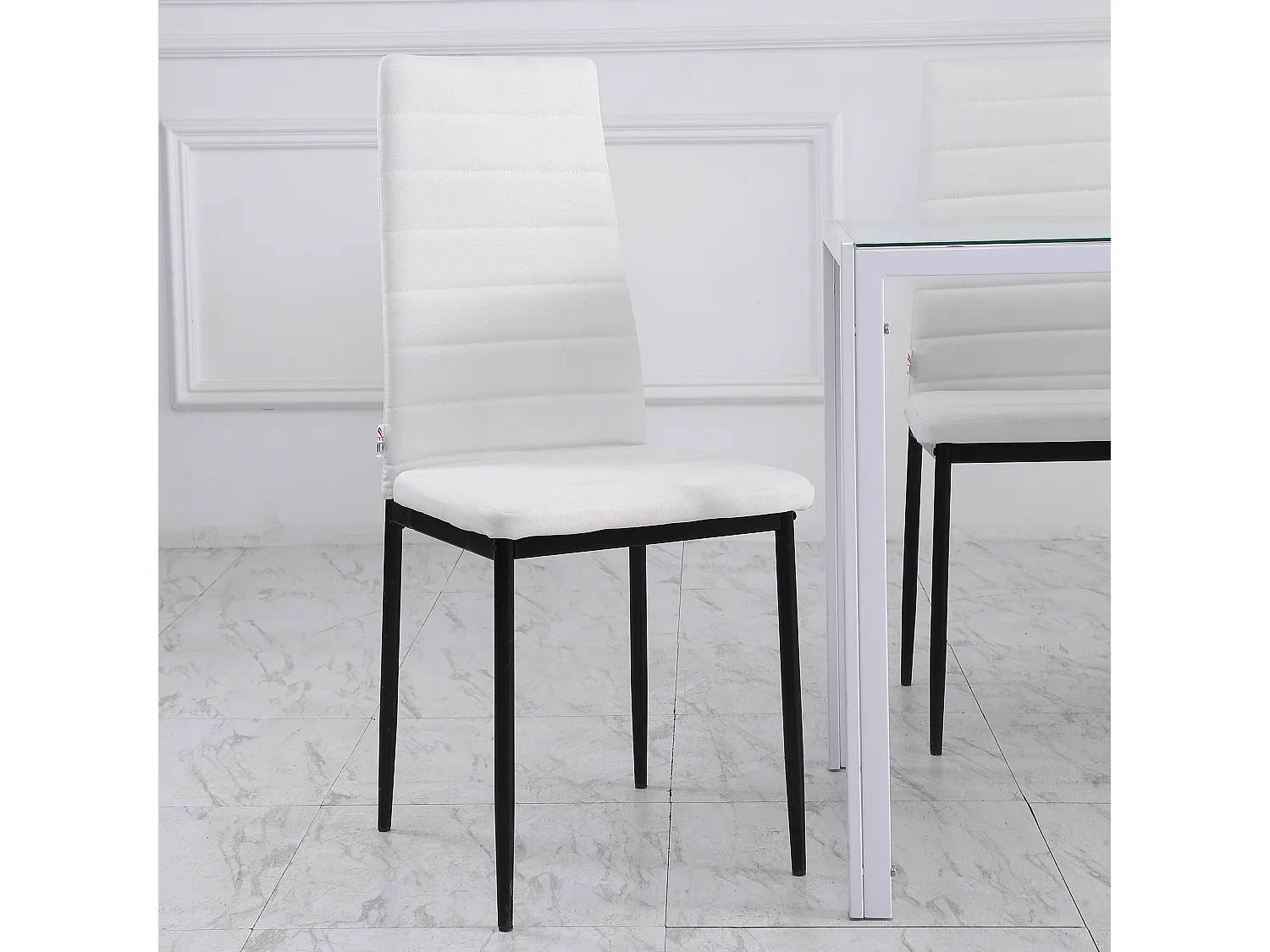 Lot de 4 chaises de salle à manger design tissu blanc