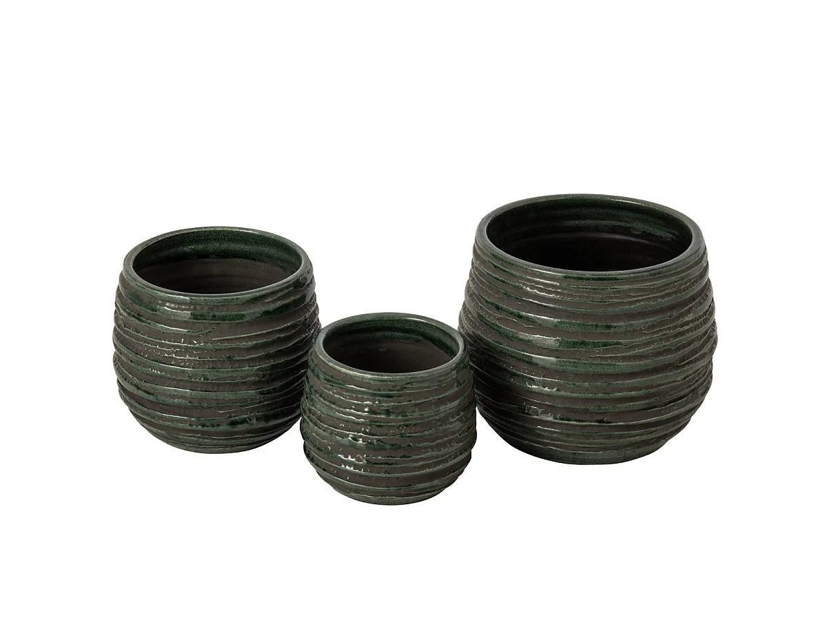 Cache-Pot en Céramique "Lagoon" 28cm Bleu Pétrole